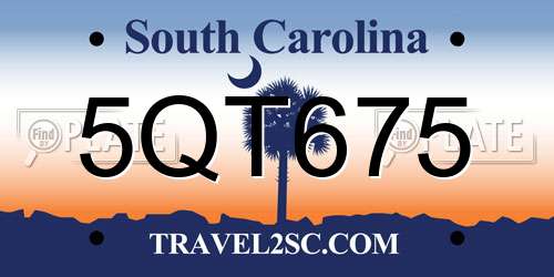 5QT675 South Carolina License Plate