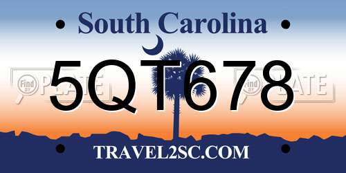 5QT678 South Carolina License Plate