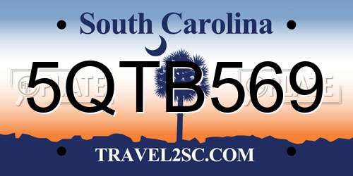 5QTB569 South Carolina License Plate