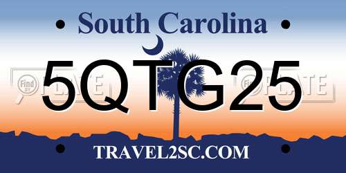 5QTG25 South Carolina License Plate