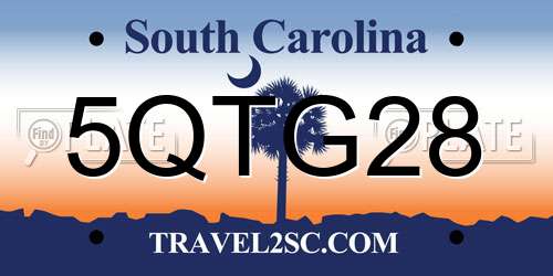 5QTG28 South Carolina License Plate