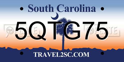 5QTG75 South Carolina License Plate