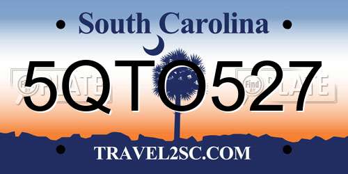 5QTO527 South Carolina License Plate