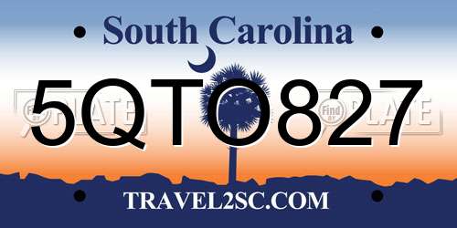 5QTO827 South Carolina License Plate