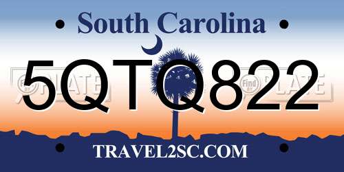 5QTQ822 South Carolina License Plate