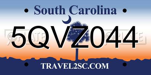 5QVZ044 South Carolina License Plate