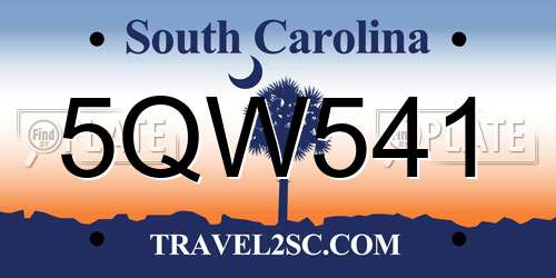 5QW541 South Carolina License Plate