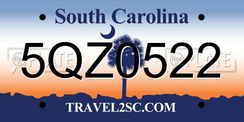 5QZ0522 South Carolina License Plate