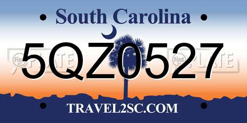 5QZ0527 South Carolina License Plate