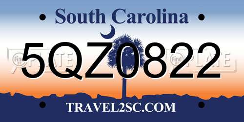 5QZ0822 South Carolina License Plate