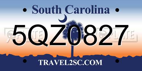 5QZ0827 South Carolina License Plate