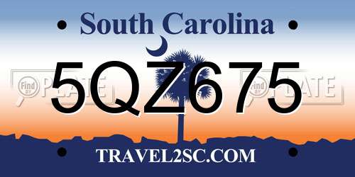 5QZ675 South Carolina License Plate