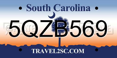 5QZB569 South Carolina License Plate