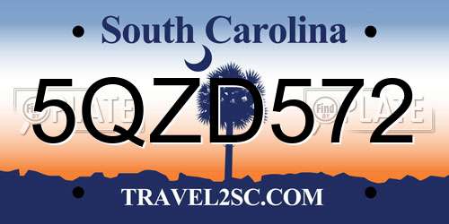 5QZD572 South Carolina License Plate
