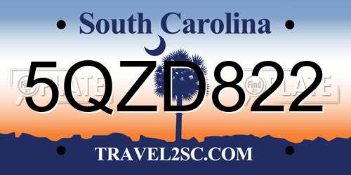 5QZD822 South Carolina License Plate