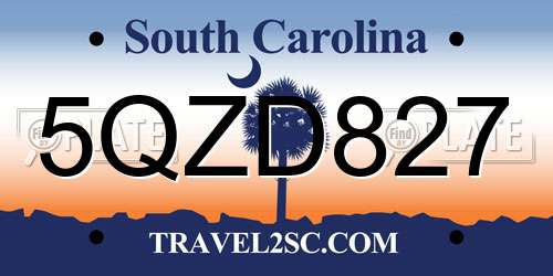 5QZD827 South Carolina License Plate