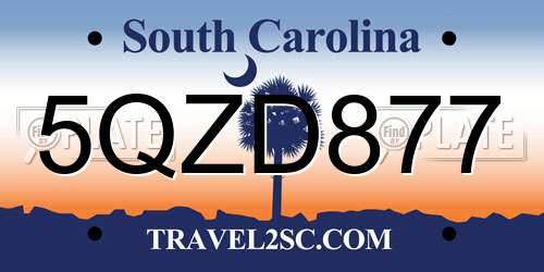 5QZD877 South Carolina License Plate