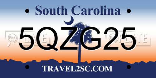 5QZG25 South Carolina License Plate