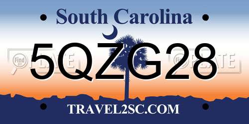 5QZG28 South Carolina License Plate