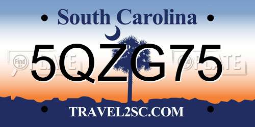 5QZG75 South Carolina License Plate
