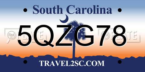 5QZG78 South Carolina License Plate