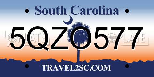 5QZO577 South Carolina License Plate