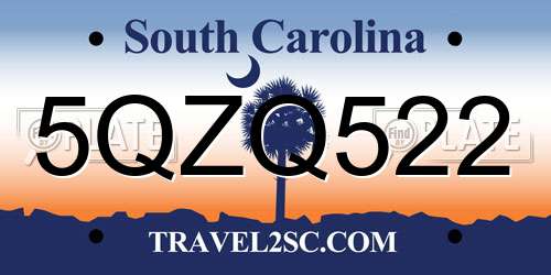 5QZQ522 South Carolina License Plate