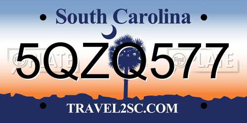 5QZQ577 South Carolina License Plate