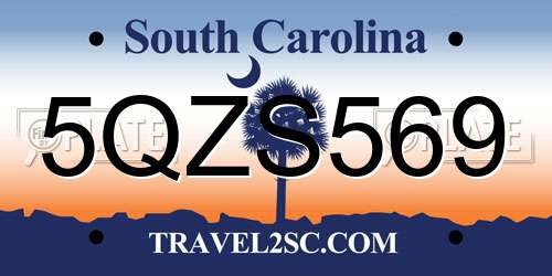 5QZS569 South Carolina License Plate
