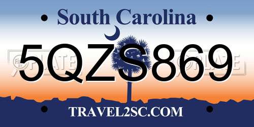 5QZS869 South Carolina License Plate