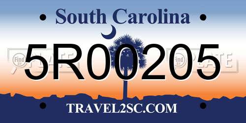 5R00205 South Carolina License Plate