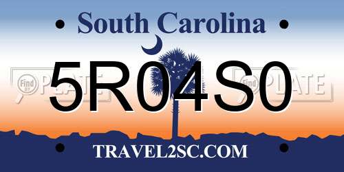 5R04S0 South Carolina License Plate
