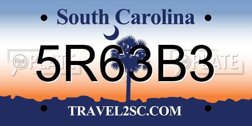 5R63B3 South Carolina License Plate