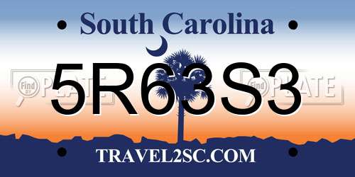 5R63S3 South Carolina License Plate