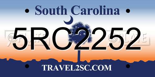 5RC2252 South Carolina License Plate