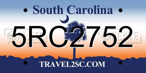 5RC2752 South Carolina License Plate