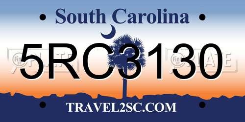 5RC3130 South Carolina License Plate