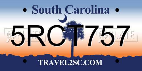 5RCT757 South Carolina License Plate