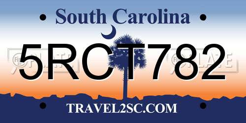 5RCT782 South Carolina License Plate
