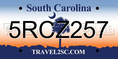 5RCZ257 South Carolina License Plate