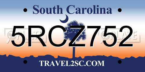 5RCZ752 South Carolina License Plate