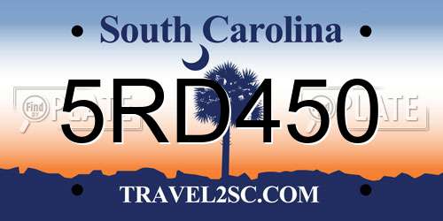 5RD450 South Carolina License Plate