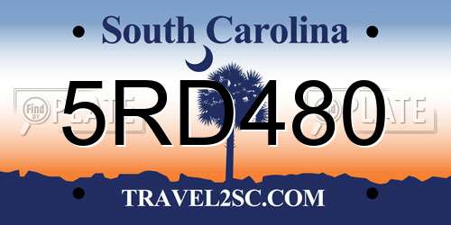 5RD480 South Carolina License Plate