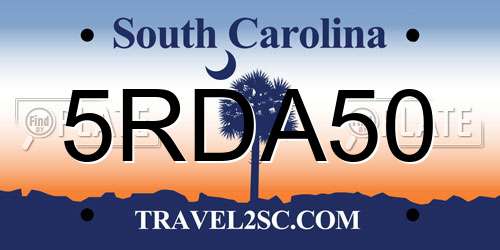 5RDA50 South Carolina License Plate