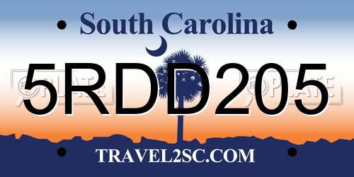 5RDD205 South Carolina License Plate