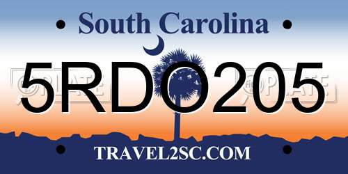 5RDO205 South Carolina License Plate