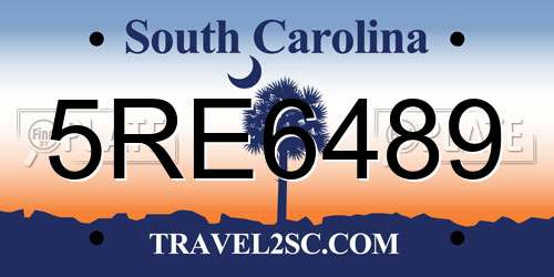 5RE6489 South Carolina License Plate
