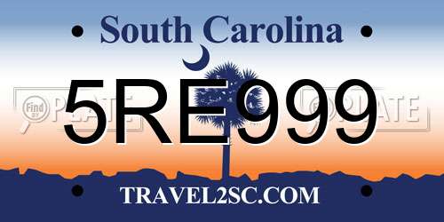 5RE999 South Carolina License Plate