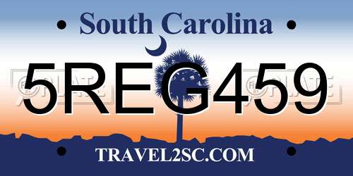 5REG459 South Carolina License Plate
