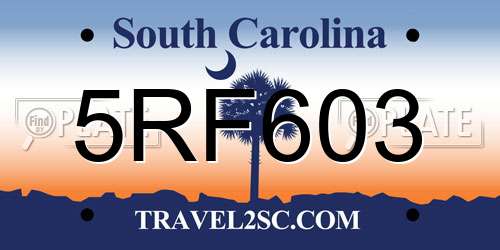 5RF603 South Carolina License Plate